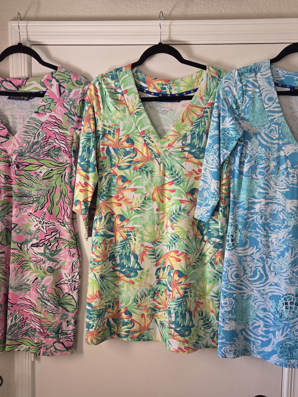 Banana Boat Tropical Or Floral V-Neck And  Zip Up SPF 5O Dresses.